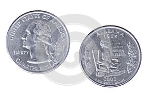 Alabama 2008D State Commemorative Quarter isolated on a white background