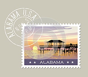 Alabama gulf coast with fishing pier