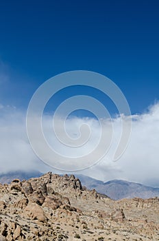 Alabama Hills Recreation Area in Lone Pine California features rocks and boulders