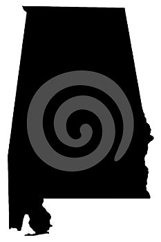 Alabama state map black silhouette illustration