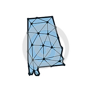 Alabama state map polygonal illustration made of lines and dots