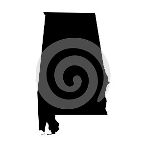 Alabama, state of USA - solid black silhouette map of country area. Simple flat vector illustration