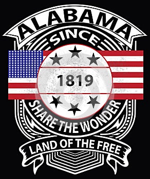 Alabama vintage typography graphic