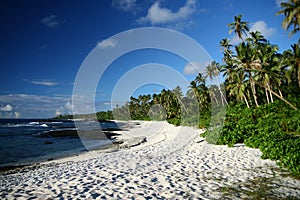 The alabaster beach in south pacific island