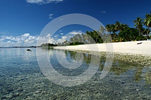 The alabaster beach in south pacific island