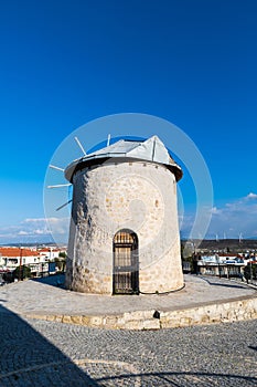 Alacati windmills in Alacati Town near Izmir, Turkey