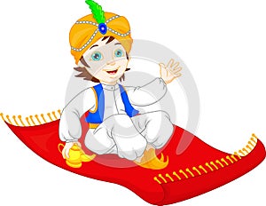Aladdin on a flying carpet traveling