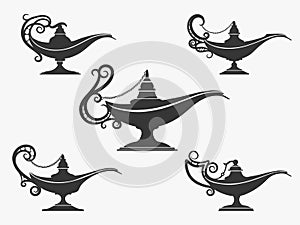 Aladdin lamp icon set