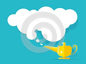 Aladdin lamp with Jean cloud vector illustration