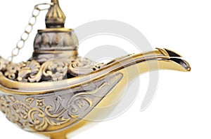 Aladdin magic lamp isolated on white