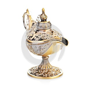 Aladdin magic lamp isolated on white