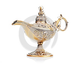 Aladdin magic lamp on white