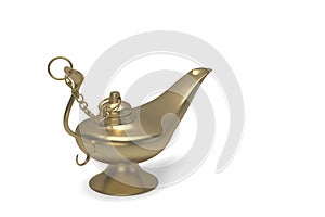 Aladdin`s Magic Lamp isolated on white background. 3D illustration