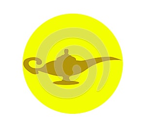 Aladdin`s magic lamp on a white background. Vector.