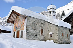 Alps winter church photo