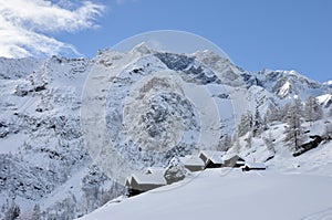 Alagna Alps winter mountain village photo