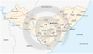 Alagoas road vector map, brazil