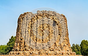 Alai Minar, an uncompleted minaret at the Qutb complex in Delhi, India