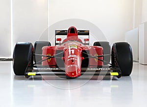 Alain Prosts world champion red classic formula one racing car ferrari on display in Maranello