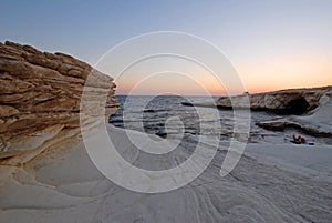 Alamanos beach with its white rocks