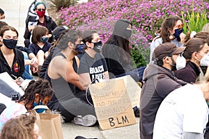 Participants at End Police Brutality rally and march in Alameda, CA