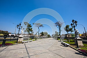 The Alameda de los Descalzos is an important avenue, public garden or promenade located in the Rimac district in the city of Lima photo