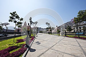 The Alameda de los Descalzos is an important avenue, public garden or promenade located in the Rimac district in the city of Lima photo