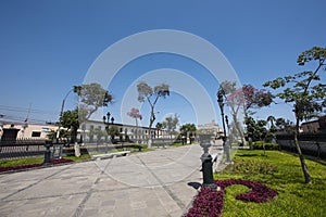 The Alameda de los Descalzos is an important avenue, public garden or promenade located in the Rimac district in the city of Lima photo