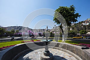 The Alameda de los Descalzos is an important avenue, public garden or promenade located in the Rimac district in the city of Lima photo