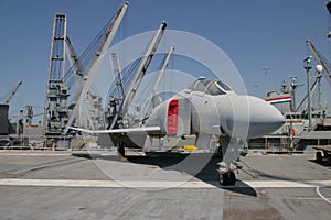 ALAMEDA, USA - MARCH 23, 2010: F-4 Phantom, aircraft carrier Hornet in Alameda, USA on March 23, 2010.