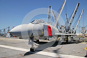 ALAMEDA, USA - MARCH 23, 2010: F-4 Phantom, aircraft carrier Hornet in Alameda, USA on March 23, 2010.