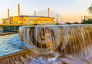 The Alamo Dome and The Hemisfair Park Waterfall photo