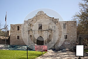 The Alamo entrance iconic historic fort where the belligerent battle between Mexico and Texas took place in 1836