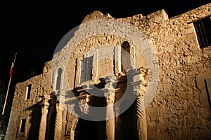 Alamo illuminated at night