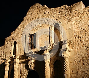 Alamo illuminated at night