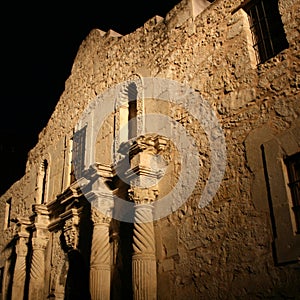 Alamo illuminated at night