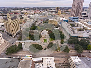 The Alamo Mission aerial view, San Antonio, Texas, USA