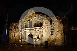 The Alamo At Night, San Antonio, Texas