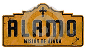 Alamo San Antonio Mission Sign Vintage Grunge Retro
