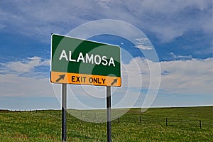US Highway Exit Sign for Alamosa photo