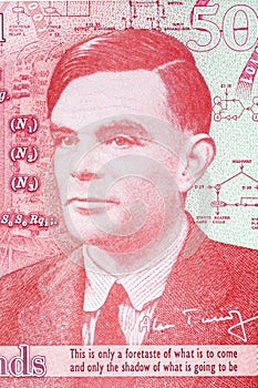 Alan Turing a portrait from English money photo