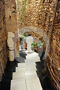 Woman in the spa of Alange -Balneario- famous thermal bath in the province of Badajoz, Spain photo