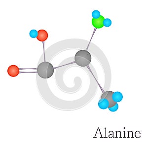 Alanine 3D molecule chemical science