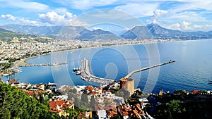 Alanya harbor, Turkey, Aereal view