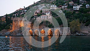 Alanya, Turkey Historical ship yard at sunset