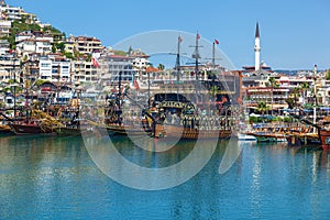 Pirate tourist boats in the port of Alanya.