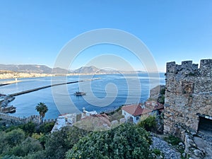 Alanya, Turkiye, view from an old fort to the sea and city photo