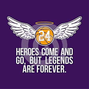R.I.P. Kobe Bryant - Basketball with angel wings and glory. photo