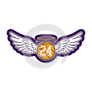 R.I.P. Kobe Bryant - Basketball with angel wings and glory. photo