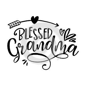 Blessed Grandma - funny vector quotes with hearts and arrow photo